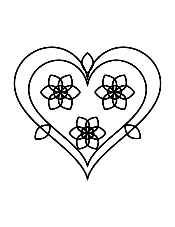 Floral heart coloring page