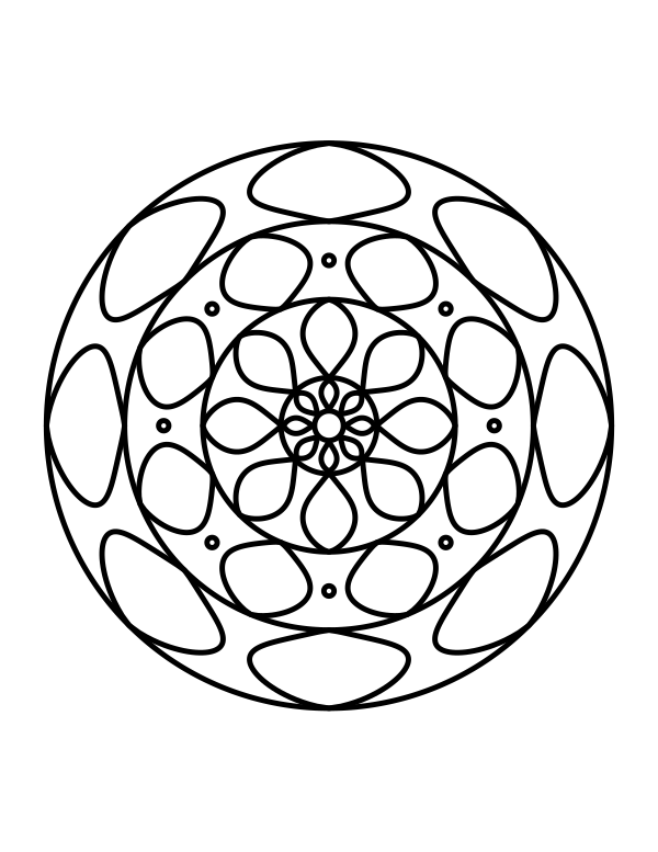 Easy circle mandala coloring page