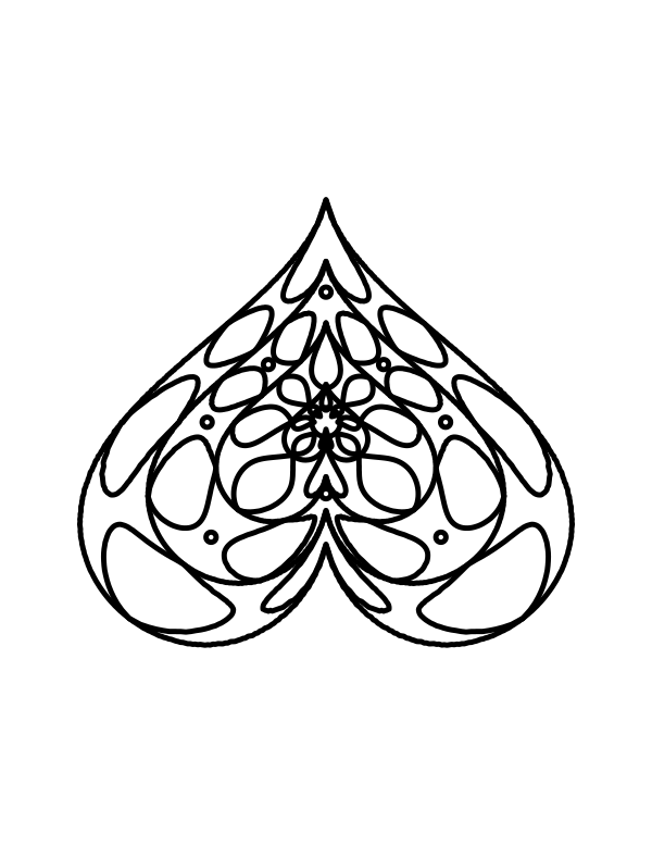 Easy heart mandala coloring page