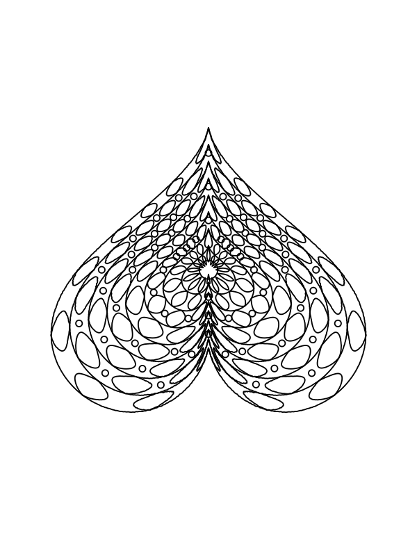 Intricate heart mandala coloring page
