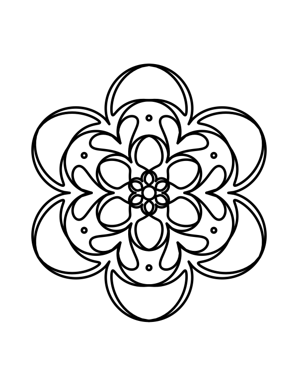 Simple snowflake mandala coloring page